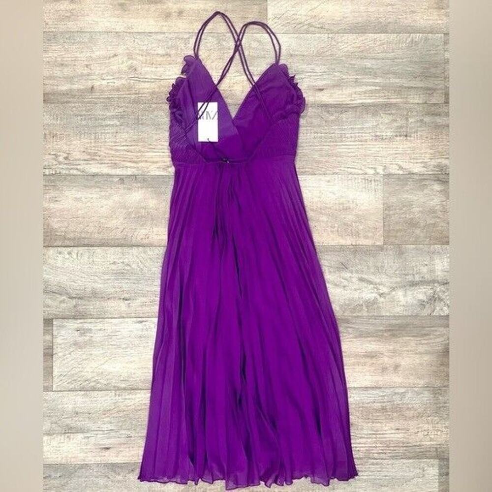 ZARA Purple Pleated Midi Dress NWT Wedding Guest Garden Party M - Picture 16 of 16